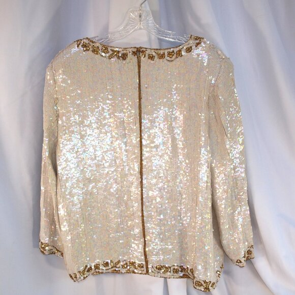 Jean for Joseph le Bon Sequence/Beaded Top NWT – Ivory and Gold - Picture 5 of 6